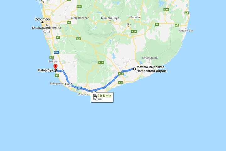 Mattala (HRI) Airport to Balapitiya City Private Transfer - Photo 1 of 8